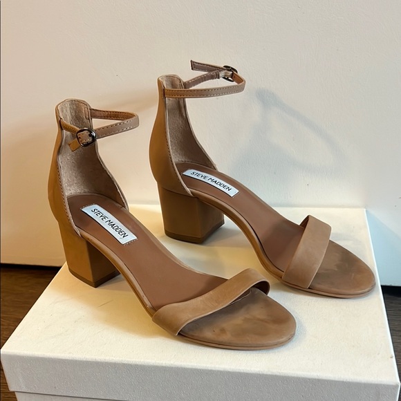 Steve Madden Camel Block Heel Sandals - Picture 1 of 6